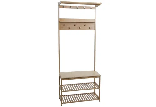 MCW Garderobenständer MCW-N82 mit 5 Kleiderhaken und Sitzbank