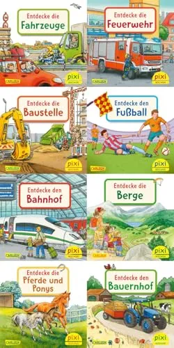 Produktbild Pixi-8er-Set 240: Entdecke deine Welt 3 (8x1 Exemplar) (240): Entdecke die Fahrzeuge: Entdecke die Feuerwehr; Entdecke die Baustelle; Entdecke den ... Pferde und Ponys; Entdecke den Bauernhof