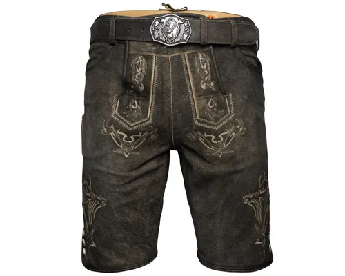 Maddox Trachtenlederhose Felixsee Herren – Bayerische Lederhose für Oktoberfest - Hochwertige Trachtenlederhose aus 100% Leder, ideal für festliche Anlässe. Strapazierfähig mit praktischen Taschen und Gürtelschlaufen für einen perfekten Sitz.