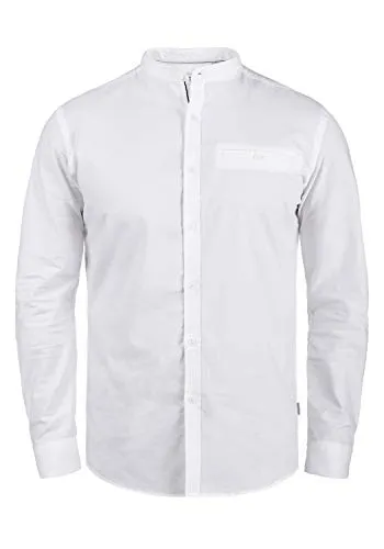 !Solid Allion Herren Langarmhemd Slim Fit - Weiß XXL - Herrenhemden mit Stehkragen und dekorativer Brusttasche, aus nachhaltiger Baumwolle gefertigt für umweltbewusste Modebewusste.