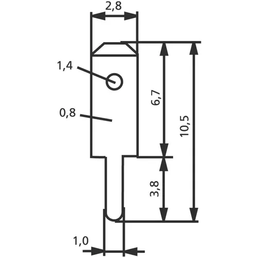 Vogt Verbindungstechnik 378008,68 Steckzunge Steckbreite: 2.8mm Steckdicke: 0.8mm 180° Unisoliert Metall 100St.