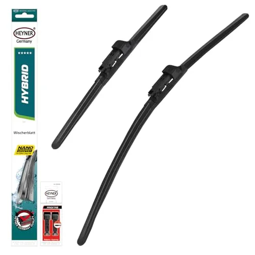 HEYNER® Scheibenwischer-Set 600 mm & 480 mm für Fahrer- & Beifahrerseite - Praktisches Scheibenwischer-Set mit 2 Hybridwischern für optimale Sicht im Straßenverkehr. Kompatibel mit zahlreichen Fahrzeugmodellen, einfach zu montieren und langlebig.
