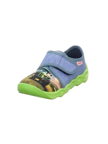 Superfit Hausschuh blau 32 EU - Bequemer Hausschuh in Größe 32, ideal für zu Hause. Mit Klettverschluss für einfaches An- und Ausziehen und aus atmungsaktivem Textil für hohen Tragekomfort.