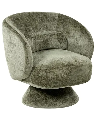 Beliani Drehsessel Chenille Stoff grün Retro-Stil für Wohnzimmer Lieksa