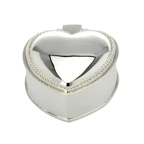 Herzdose 6x5.5 cm Mini Schmuckdose versilbert - kleine Rindose Herzform Perlrand