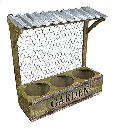Spetebo Pflanzkasten Garden - Deko Kräuterbeet mit Dach - Holz Blumenkasten Pflanzschale