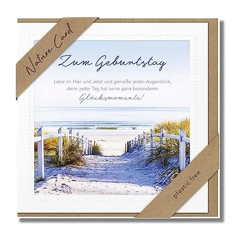 bsb - Karte zum Geburtstag - Nature Card - Nachhaltige Karten zum Geburtstag - Geburtstagskarten mit Umschlag - Geburtstagskarte Frauen & Männer - Glückwunschkarte 15,5 x 15,5 cm - Dünen