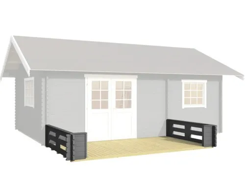 Terrasse Outdoor Life Caroline 365 x 200 cm carbongrau - Gartenhäuser, stilvolle Holzterrasse in elegantem Grauton für gemütliche Stunden im Freien.