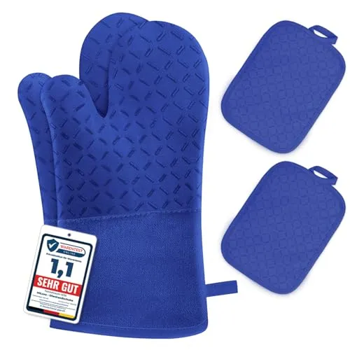 MILcea Ofenhandschuhe Topflappen Topfhandschuhe 4er Set in blau von MILcea