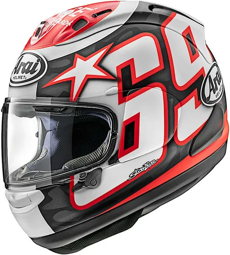 Arai RX-7V Evo Hayden Reset Integralhelm - Schwarz/Weiß/Rot - S - Premium Motorradhelm mit PB-SNC2 Außenschale und innovativem VAS für optimale Sicherheit und Komfort. Ideal für Rennsport und lange Fahrten.
