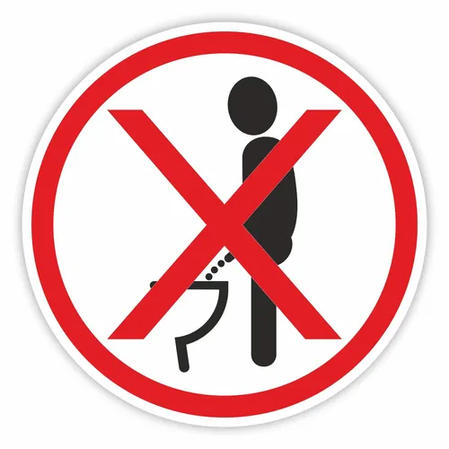 Toiletten-Aufkleber Bitte im Sitzen pinkeln - Wandtatoos, humorvoller Reminder für die Toilette, Ø 9,5 cm, ideal für ein sauberes Badezimmer