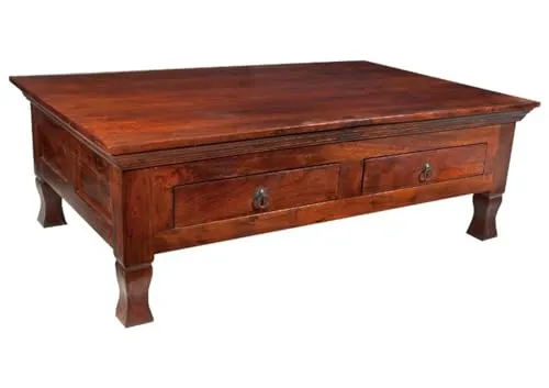 Massivmoebel24 Couchtisch Akazie OXFORD 120x75x40 cm - Eleganter Couchtisch aus Akazie, nougat lackiert, ideal für stilvolle Wohnzimmer und bietet eine langlebige Qualität.