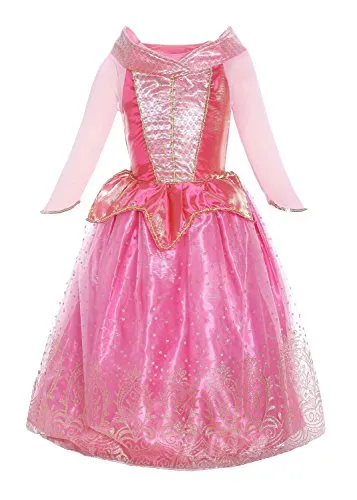 Katara Princess Aurora Faschings-Kostüm - Kostüme für Kinder: Umwerfendes Dornröschen-Kleid in Rosa mit Glitzer und Gold für Mädchen von 3-9 Jahren, perfekt für Fasching, Karneval und Geburtstagsfeiern.