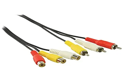 Valueline Cinch AV-Verlängerungskabel, 3x Stecker auf 3x Buchse (2m) schwarz