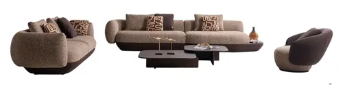 Stilvolle Beige Sofagarnitur Relaxsofa Designer 4-Sitzer - Moderne Couchgarnitur für das Wohnzimmer mit 4 Teilen und Kissen. Bietet Platz für bis zu 5 Personen. Hochwertiger Stoff und elegante Optik für ein gemütliches Ambiente.
