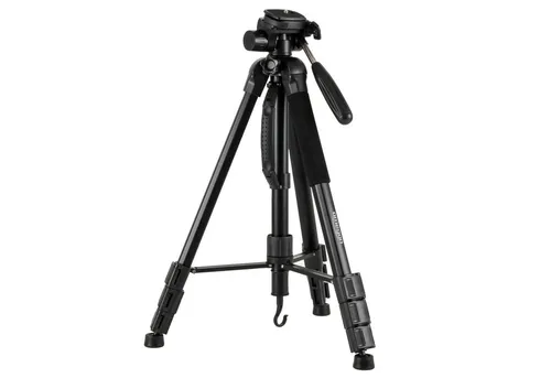 Omegon Aluminium-Dreibeinstativ Basic 200 BL mit Neigekopf - Stativ für Fotografen, leicht und kompakt, mit 3D-Neigekopf für flexible Aufnahmen in alle Richtungen. Traglast bis 4kg, ideal für Reisen und Hobbyfotografie.