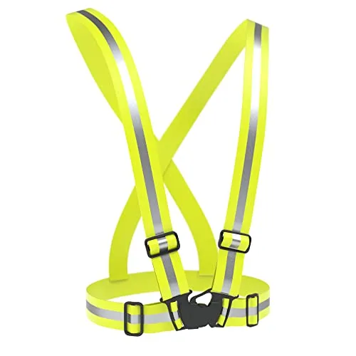 EAZY CASE Gurt Reflektorweste, durchgehende, elastische Reflektorsteifen, flexibel einstellbar, Warnweste mit Reflektoren, reflektierende Weste, ideal zur Erhöhung der Sichtbarkeit, Gelb