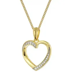 trendor Panzerkette Damen-925 Silber Vergoldet Mit Herz-Anhänger goldfarben 45 cm