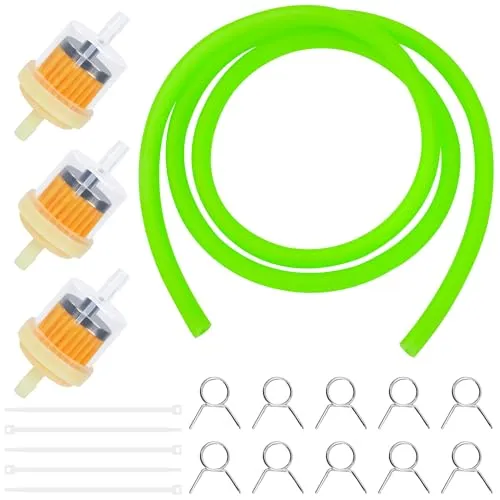 Tunejoy Benzinschlauch Kit Motorrad mit 1M Kraftstoffleitung 3 Stück Benzinfilter 10 Stück Schlauchschellen für Motorrad Traktoren oder kleine Motoren Grün