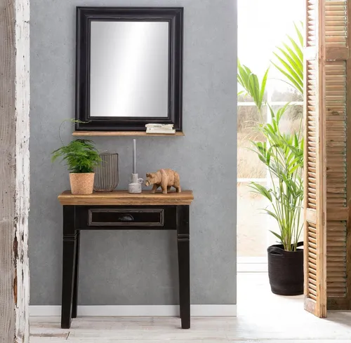 SIT Möbel Corsica Telefontisch - Stilvoller Telefontisch in Schwarz/Honigfarben - Telefontische, eleganter Telefontisch mit praktischem Stauraum und zeitlosem Design für jedes Zuhause.
