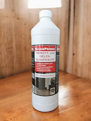 Liter CleanPrince Parkett und Dielen Glanzwachs | Parkettwachs Dielenwachs Carnaubawachs Versiegelung Versiegelungsdispersion Bodenbeläge, ohne Lösungsmittel, Wischpflege, Hochglanz-Schutzfilm 1
