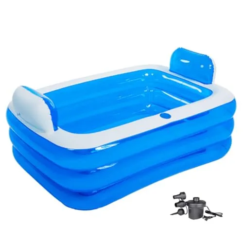 Aufblasbare Badewanne für Erwachsene – Kippsicher & Auslaufsicher, Faltbare Mobile SPA-Wanne mit Elektro-Pumpe, Verdicktes PVC, Ideal für Eisbad & Entspannung (Garten, Balkon, Dusche)