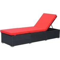 vidaXL Sonnenliege mit Auflage aus Poly Rattan Schwarz - Gartenliege aus strapazierfähigem PE-Rattan, verstellbar für optimalen Komfort und mit waschbarem Polsterbezug. Ideal für entspannte Stunden im Garten oder auf der Terrasse.