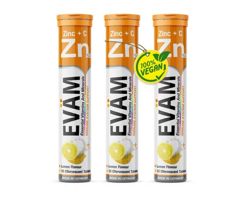 EVÄM EVÄM Zink plus Vitamin C Brausetabletten Geschmack Zitrone Brausetabletten, Set aus Röhrchen à 20,00 St., 246 g 12000 ml, Inhalt in ml ist die Gesamtmenge aufgelöst nach Dosierungsempfehlung