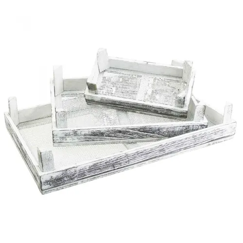 Dekotablett Set, Holz, Shabby Chic, Gesteckunterlage, Rechteckig, Verschiedene