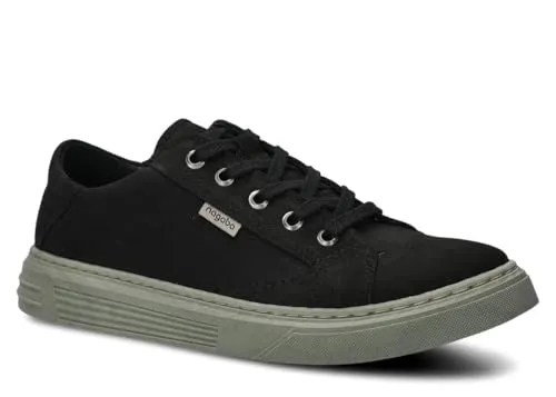nagaba - Sneaker Herren - Halbschuhe Herren - Echtleder - Flache Schuhe, Sportschuhe, Bequeme Schnürschuhe, für Herbst, Frühling - Lederschuhe für Männer, Jungs - Modell 412 - Schwarz - 43