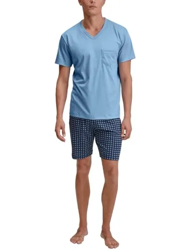 CALIDA Relax Streamline Herren Kurz-Pyjama aus Bio-Baumwolle - Hochwertiger Kurz-Pyjama aus 100% Bio-Baumwolle, pflegeleicht und atmungsaktiv – für angenehme Nächte mit optimalem Tragekomfort und zeitlosem Design.