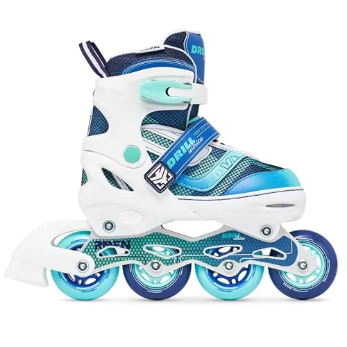 RAVEN Inline Skates Inliner für Kinder und Erwachsene OPTIONAL 2in1 mit Schlittschuhen verstellbar (Drill White/Mint ohne Kufen, 34-37 (21,5cm-24cm))