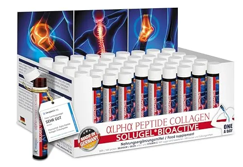 PharmaVital Alpha Peptide Collagen 50x 25ml Trinkampullen - Kollagenprodukte, hochwertiges Premium-Kollagen mit Selen-Schutz für gesunde Haut, Gelenke und Muskeln. Ideal zur Unterstützung Ihrer Schönheit und Gesundheit.