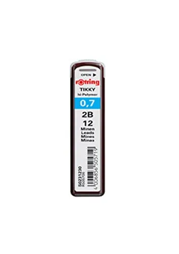 rOtring Lead Refills Hi-Polymer for Fine Mechanical Pencils 0.70mm 2B (12 Leads)