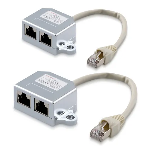 2x Netzwerkkabel Splitter Anschlussverdoppler Netzwerk LAN Verteiler T-Adapter