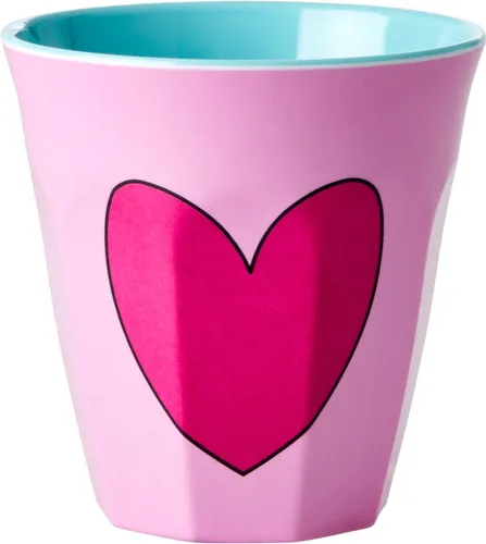 Rice by Rice Melamine Cup With Heart Pink Medium 250 Ml Melamin-Trinkbecher