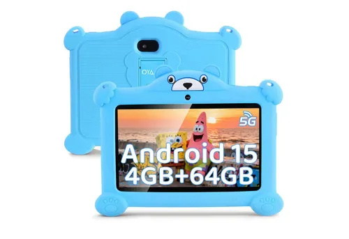 oyajia 7 Zoll mit Robuster Hülle, 4GB+64GB, WiFi Bluetooth IPS HD Android 15 Tablet (7