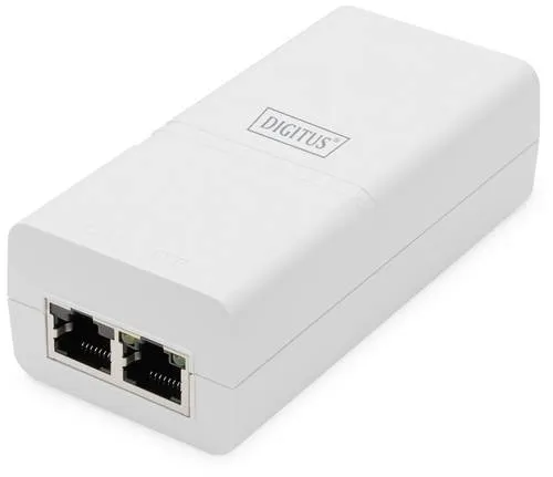 DIGITUS Gigabit Ethernet PoE Injektor - Active Midspan, 30 W PoE-Budget, IP40 Standard und 100m Reichweite, ideal für zuverlässige Stromversorgung von Netzwerkgeräten