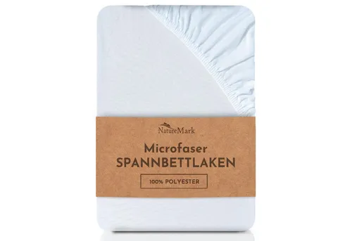 NatureMark Spannbettlaken Mikrofaser Spannbetttuch, Polyester, Gummizug: rundum, viele Größen und Farben Markenware, 180x200cm, Weiß weiß 180 cm x 200 cm
