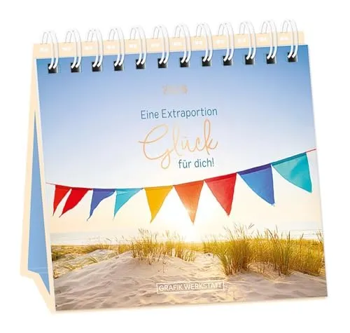 Tischkalender 2026 Extraportion Glück - Alben: Inspirierender Tischkalender für 2026 mit positiven Sprüchen, der täglich Freude und Motivation ins Büro bringt.