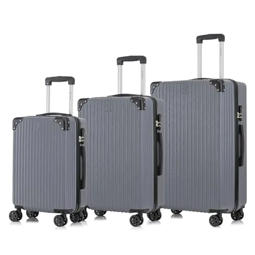 yonsly Trolley Reisekoffer Set - 3-teiliges Hartschalen-Gepäckset mit 360° Rollen - Praktisches 3er Set aus robustem ABS-Material, ideal für Reisen. Mit leisen 360° Doppelrollen für mühelose Mobilität und einem integrierten Sicherheitsschloss für mehr Schutz Ihrer Wertsachen.