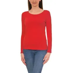 Alkato Longshirt Alkato Damen Langarm Shirt mit O-Ausschnitt rot XXL