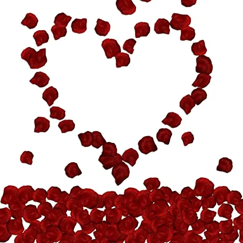 PFLYPF 1200 stück dunkelrote Rosenblätter, Hochzeitsdekorationsblätter, künstliche Rosenblätter, Requisiten für romantische Atmosphäre, Wird für Hochzeiten, Valentinstag und Jubiläen verwendet