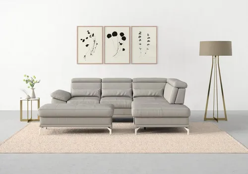 sit&more Ecksofa Cabrio L-Form, B: 274 cm, mit Sitztiefen-, Arm- & Kopfteilverstellung, 3 Nierenkissen, Federkern, optional Bettfunktion und Stauraum