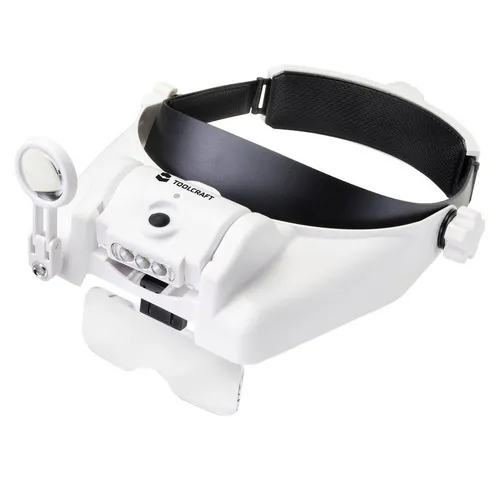 TOOLCRAFT Handlupe mit LED-Kopflicht - Lupen mit 5 austauschbaren Linsen und LED-Beleuchtung für präzises Arbeiten. Ideal für Bastler und Hobbyisten, mit bis zu 8x Vergrößerung und 12 Stunden Betriebsdauer.