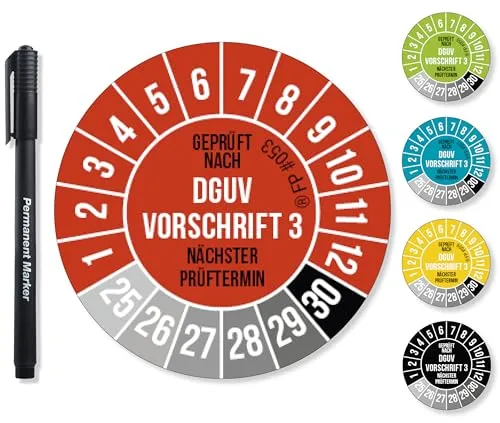 Frank Paperman® Prüfplaketten rot 30 mm – DGVU V3 - Labor - Etiketten & Schilder: UV-beständige Prüfplaketten mit hoher Klebkraft, ideal für elektrische Anlagen und Betriebsmittel, sorgen für Sicherheit und Einhaltung der Vorschriften.