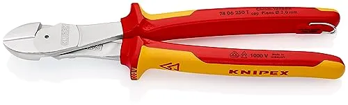 Knipex 74 06 250 T VDE Kraft-Seitenschneider 250mm - VDE-zertifizierter Seitenschneider aus Chrom-Vanadin-Hochleistungsstahl, ideal für präzises Schneiden aller Drahtsorten mit hoher Schneidleistung und geringem Kraftaufwand.