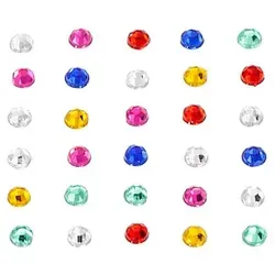 Jofrika Schmucksteine für Gesicht und Körper - 30 bunte Strasssteine, ideal für kreative Kinder-Make-ups und Bastelprojekte