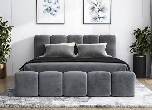 A&J MöbelLand Polsterbett Sonic 140x200 mit Matratze in grau von A&J MöbelLand