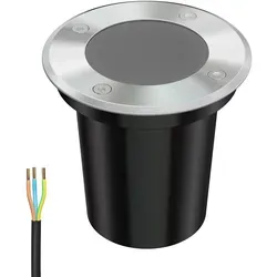 ledscom.de Bodeneinbauleuchte BOLI für außen, IP67, edelstahl, rund, 108mm Ø, 1x GU10 max. 15W, gefrostet